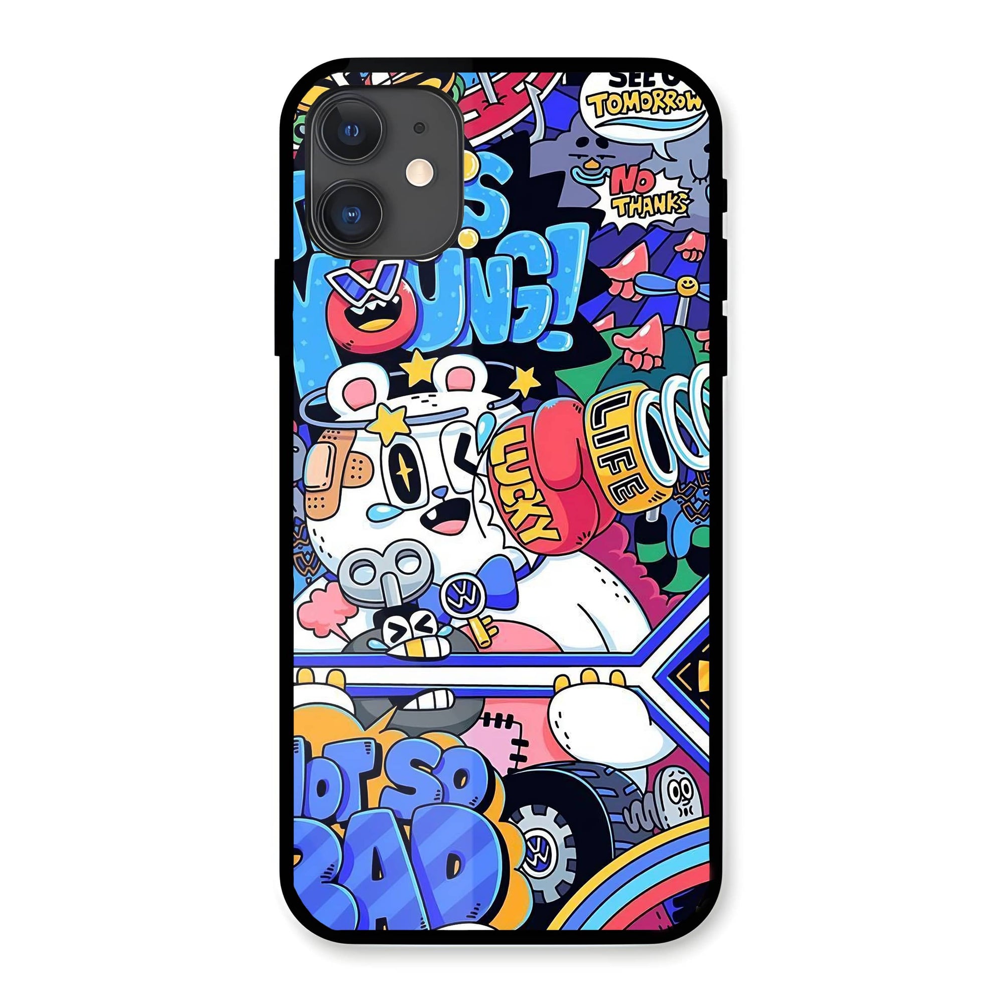 Cartoon Collage Glass Case
