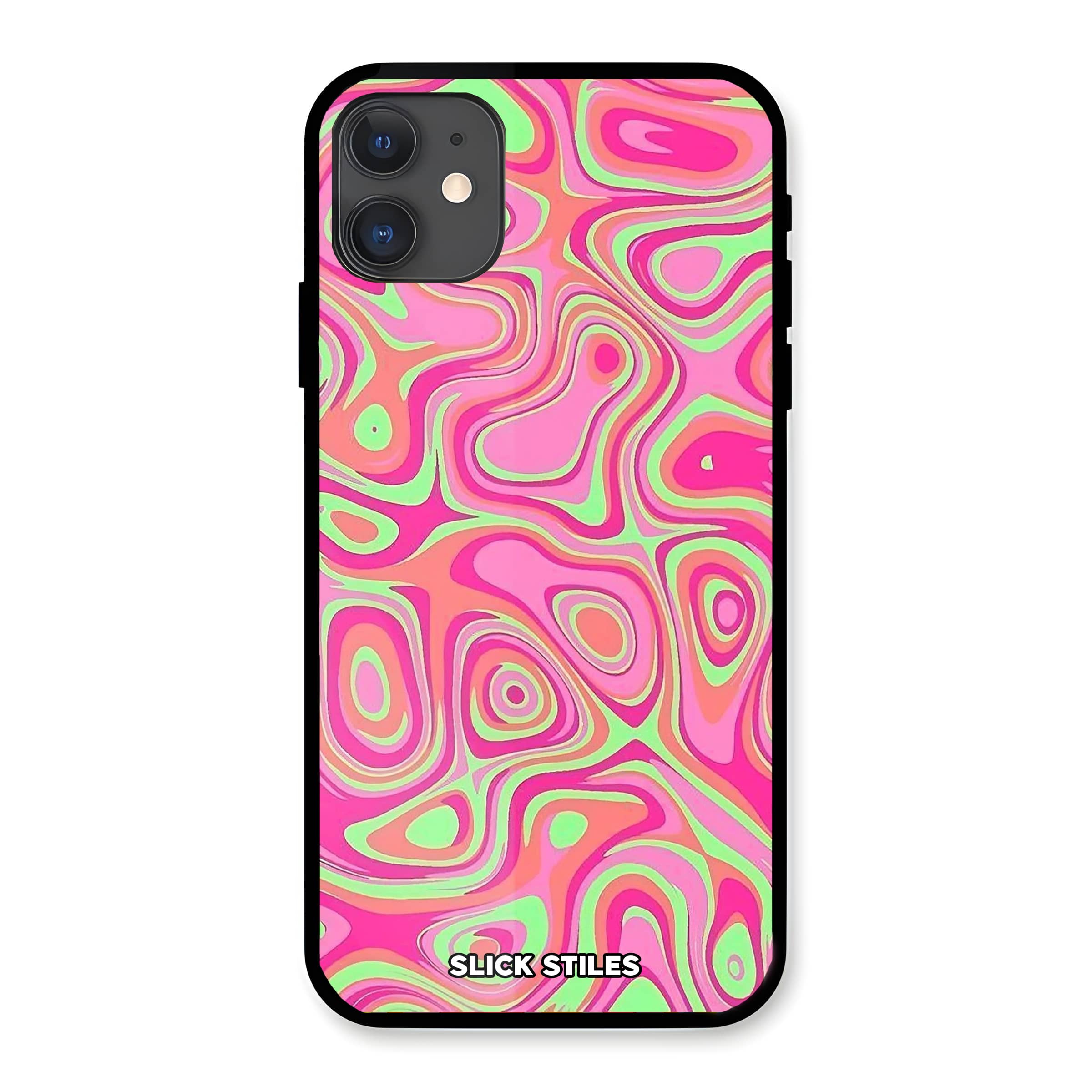 Pink Liquid Pattern Glass Case